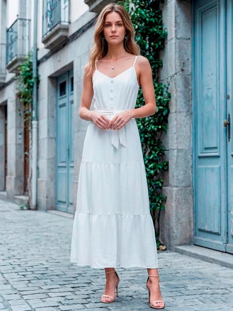 Vestido Duna Off White Longo - Tam. M