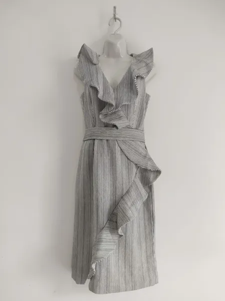 Vestido Listrado Midi Linho PatBo - Semi Novo - Tam. P