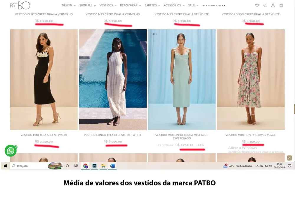 Vestido Listrado Midi Linho PatBo - Semi Novo - Tam. P