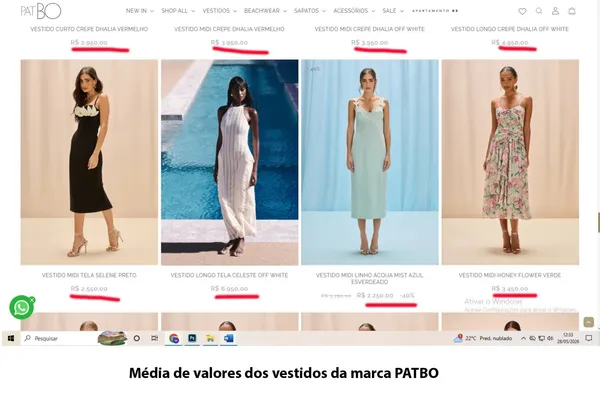 Vestido Listrado Midi Linho PatBo - Semi Novo - Tam. P
