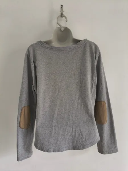 Blusa Cropped Manga Longa com Cotoveleiras - Tam. M