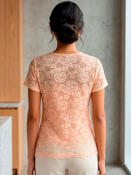 Blusa de Renda e Pérolas - Tam. P