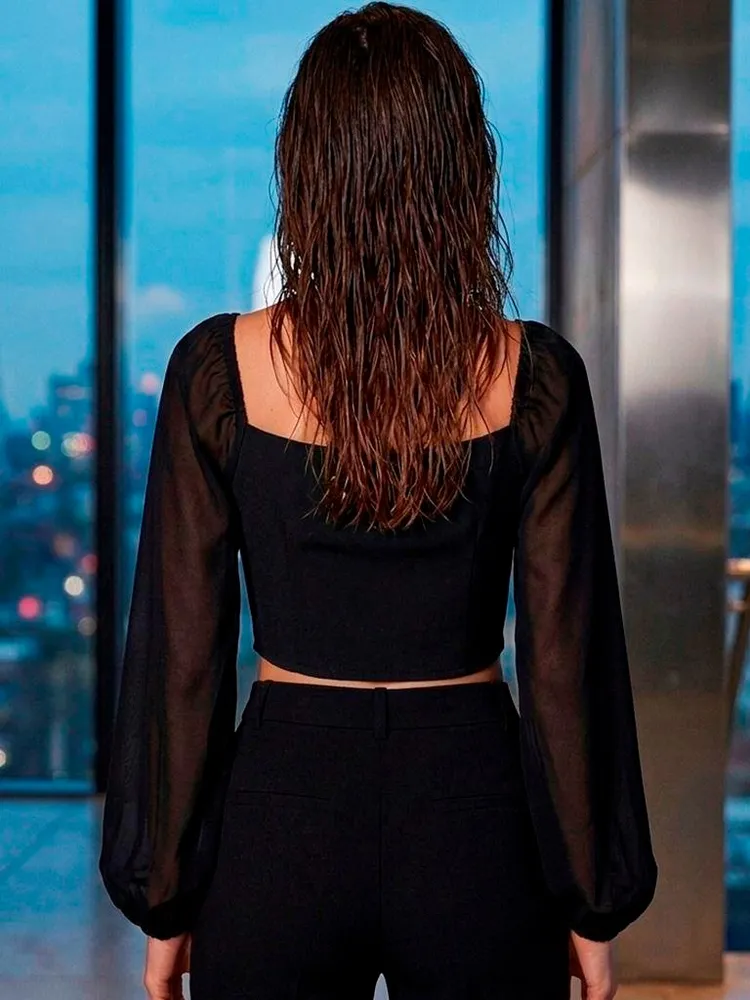 Cropped Preto com Paetês - Tam. P