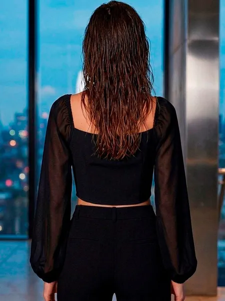 Cropped Preto com Paetês - Tam. P