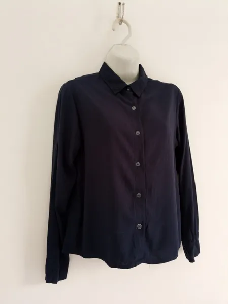 Camisa Azul Marinho de Viscolinho - Tam. P