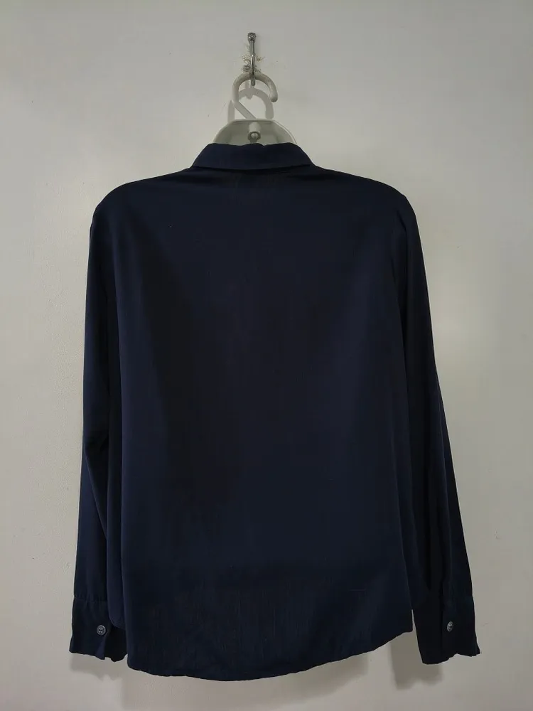 Camisa Azul Marinho de Viscolinho - Tam. P