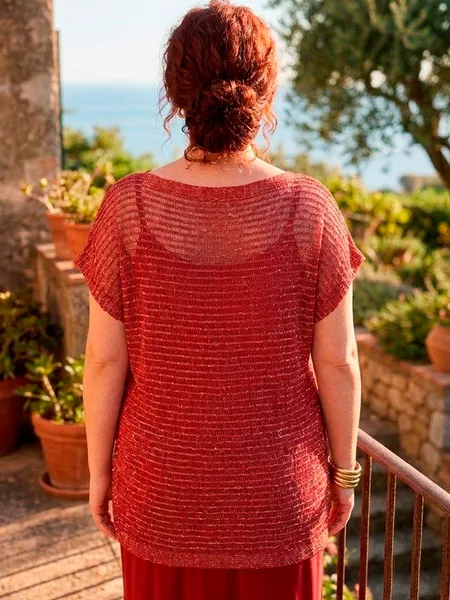 Blusa Lã Vermelha e Dourada - Tam. GG