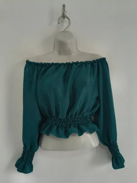 Cropped Ciganinha Verde Acetinado - Tam. M