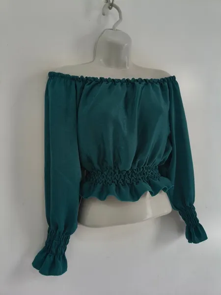 Cropped Ciganinha Verde Acetinado - Tam. M