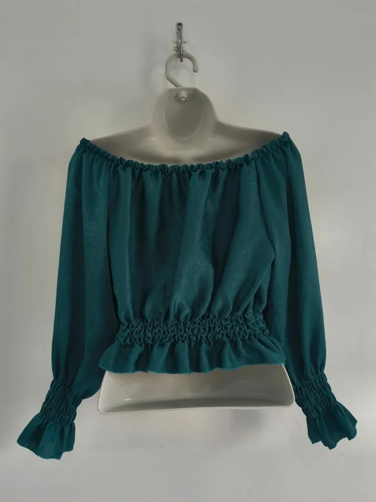 Cropped Ciganinha Verde Acetinado - Tam. M