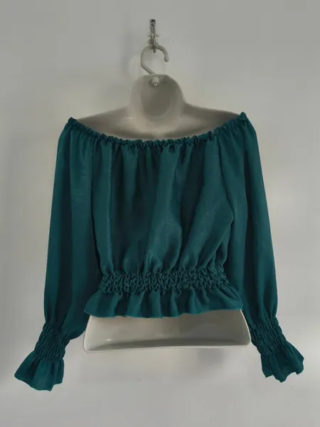 Cropped Ciganinha Verde Acetinado - Tam. M