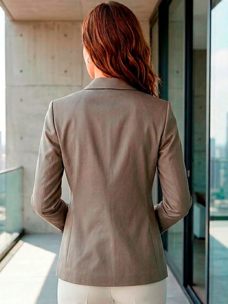 Blazer Feminino Bege Acizentado - Tam. P