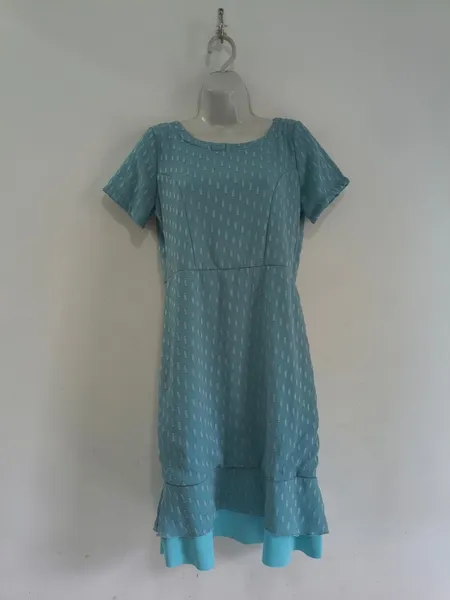 Vestido Azul Midi com Dourado Moda Evangélica- Tam. M