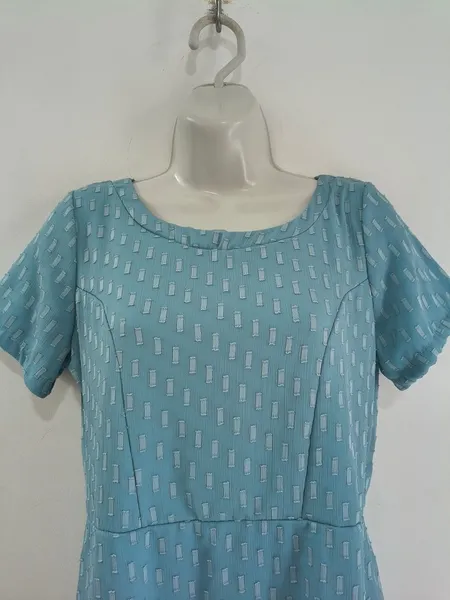 Vestido Azul Midi com Dourado Moda Evangélica- Tam. M