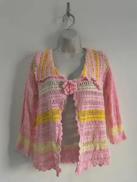 Cardigan de Crochê Feito a Mão - Tam. M