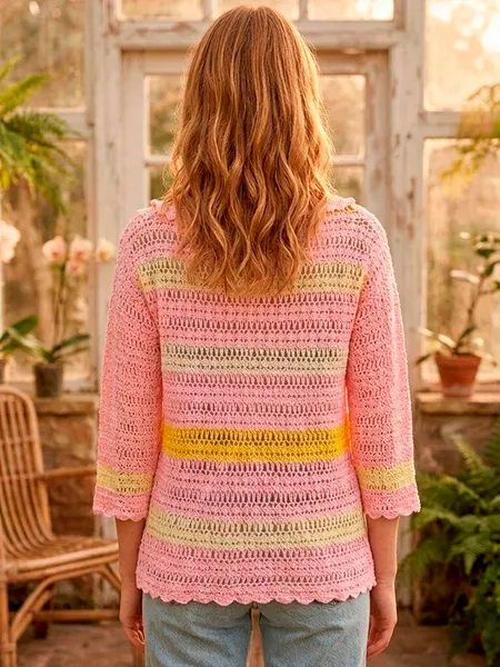 Cardigan de Crochê Feito a Mão - Tam. M