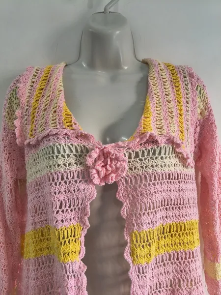 Cardigan de Crochê Feito a Mão - Tam. M