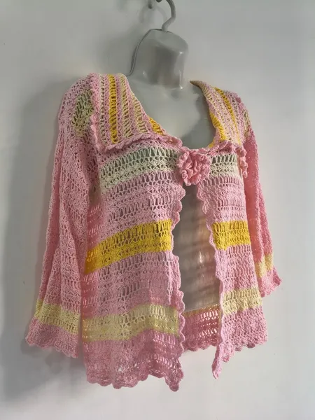 Cardigan de Crochê Feito a Mão - Tam. M