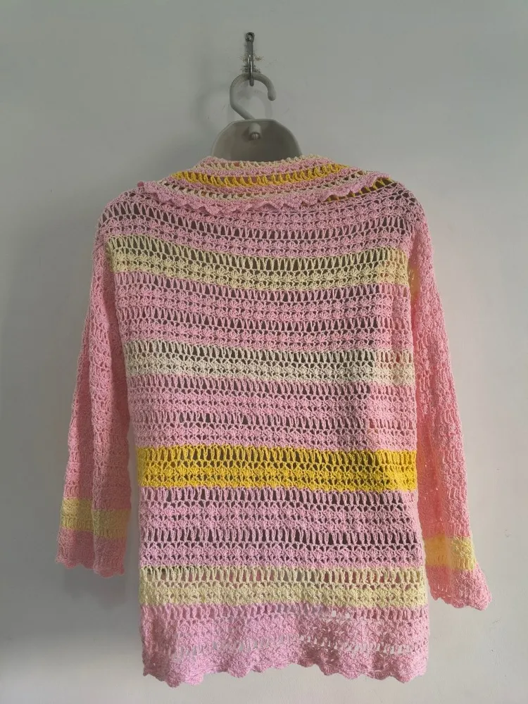 Cardigan de Crochê Feito a Mão - Tam. M