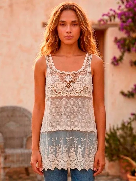 Regata Creme de Renda Boho - Tam. P