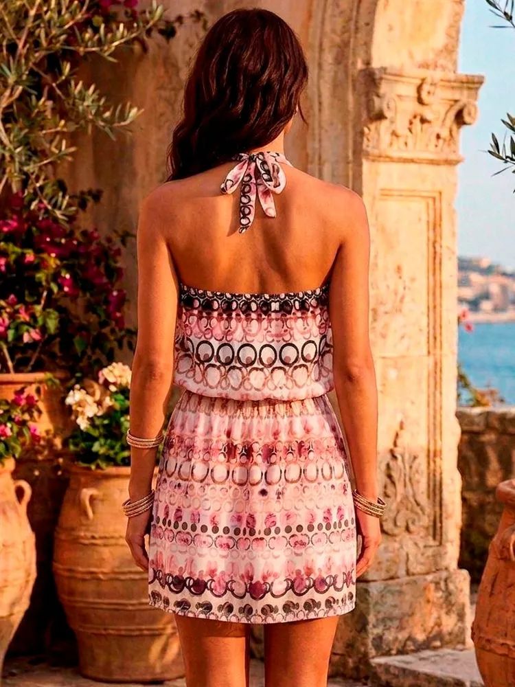 Vestido Estampado com Estampa Geométrica - Tam. P
