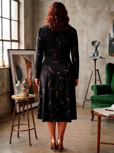 Vestido Midi de Manga Longa e Babado - Vintage CGC  - Tam. G