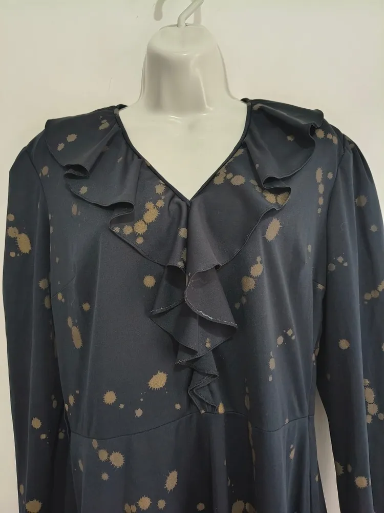 Vestido Midi de Manga Longa e Babado - Vintage CGC  - Tam. G