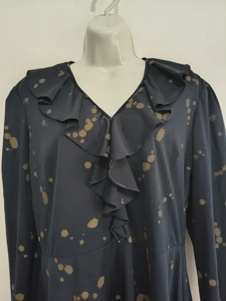 Vestido Midi de Manga Longa e Babado - Vintage CGC  - Tam. G