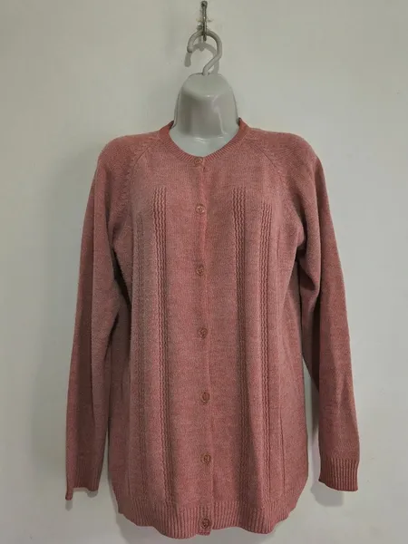 Cardigan Feminino de Tricô Rosa - Tam. G