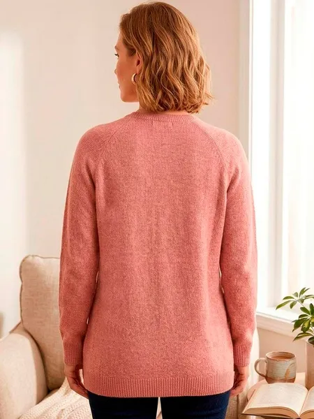 Cardigan Feminino de Tricô Rosa - Tam. G