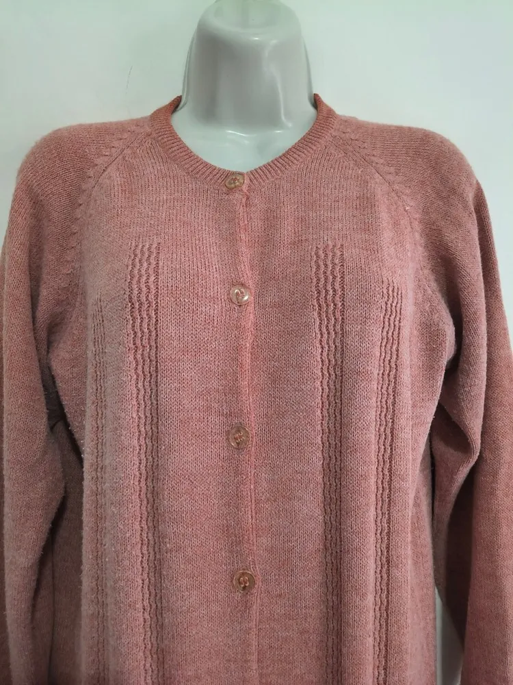Cardigan Feminino de Tricô Rosa - Tam. G