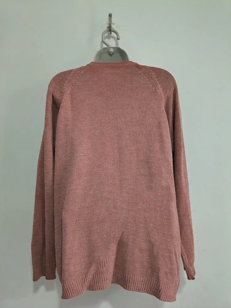 Cardigan Feminino de Tricô Rosa - Tam. G