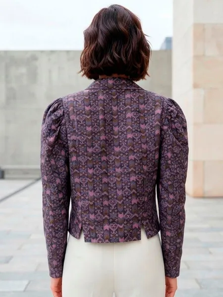 Jaqueta Cropped Feminina Estampada Vintage - Tam. M