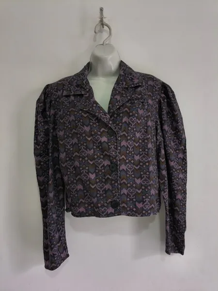 Jaqueta Cropped Feminina Estampada Vintage - Tam. M