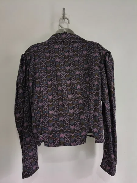 Jaqueta Cropped Feminina Estampada Vintage - Tam. M