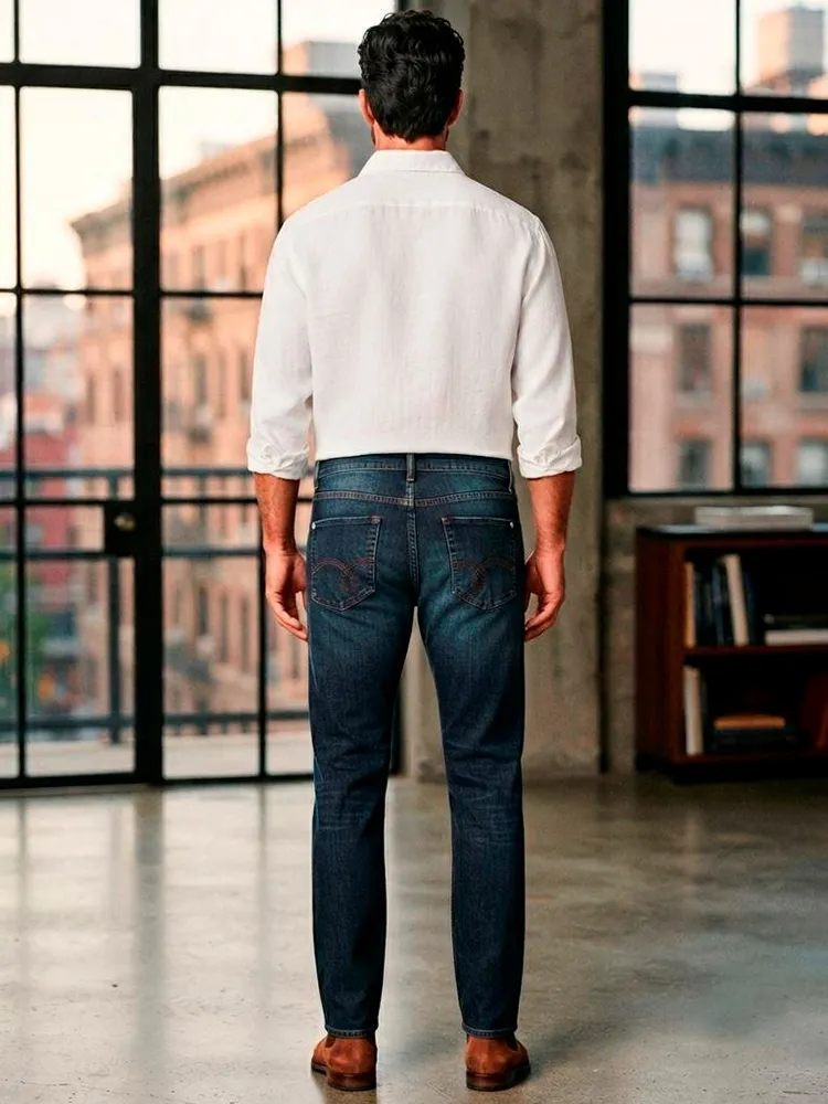 Calça Jeans Escuro Masculina com Botões Semi Nova - Tam. 46