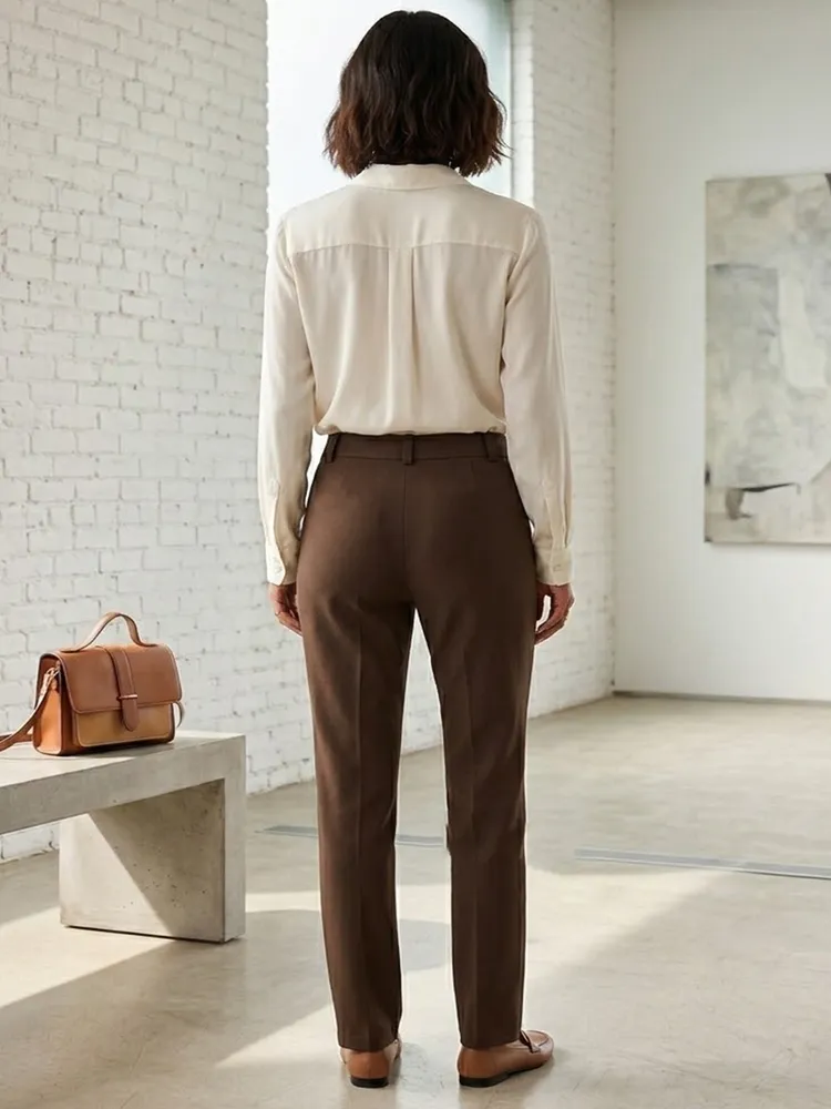 Calça de Alfaiataria Feminina Marrom - Tam. 42