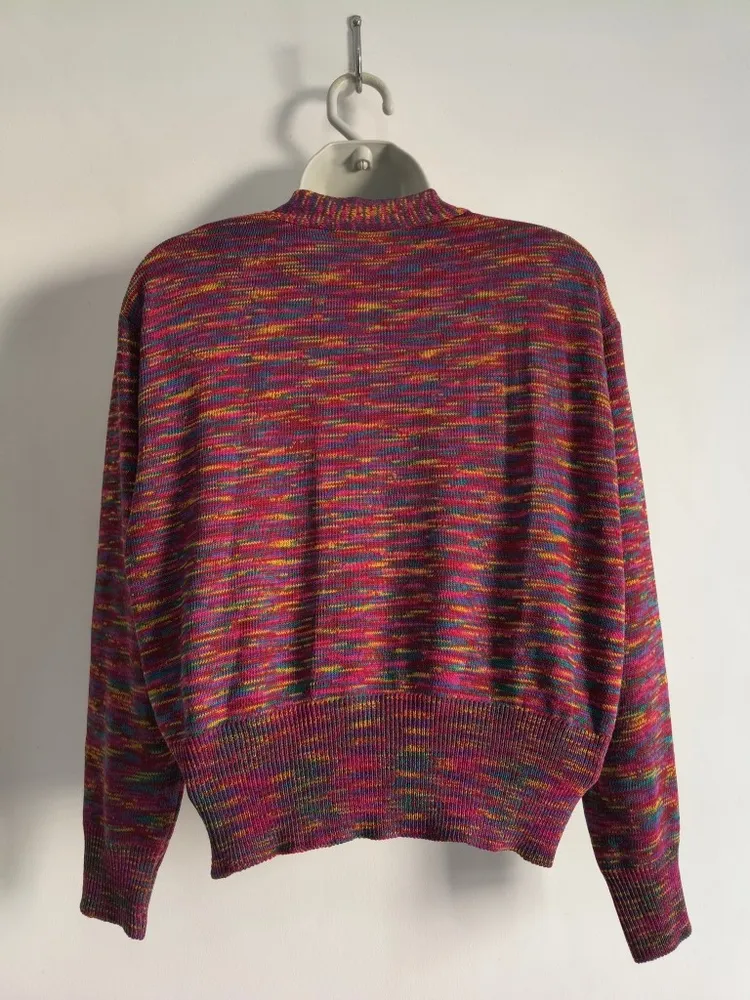 Cardigan Feminino de Tricô Multicolorido - Tam. M