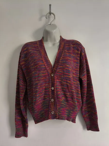 Cardigan Feminino de Tricô Multicolorido - Tam. M