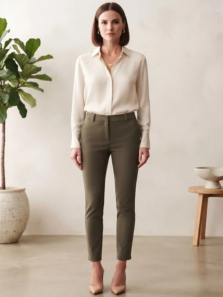 Calça Slim Alfaiataria Verde Oliva da Hering - Tam. 36