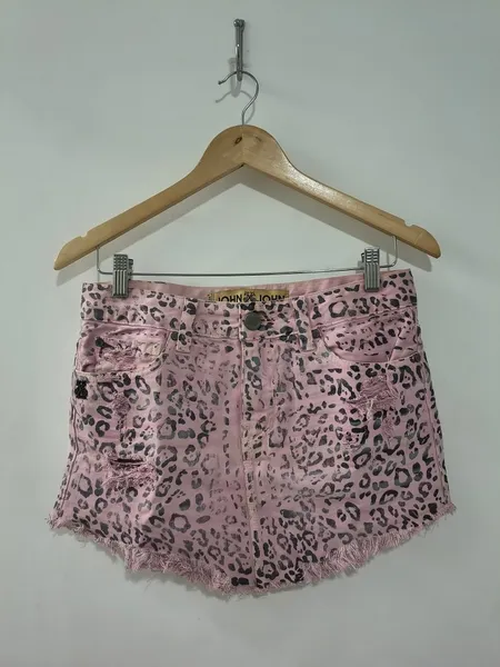 Mini Saia Jeans Rosa Animal Print da JOHN JOHN - Tam. 38