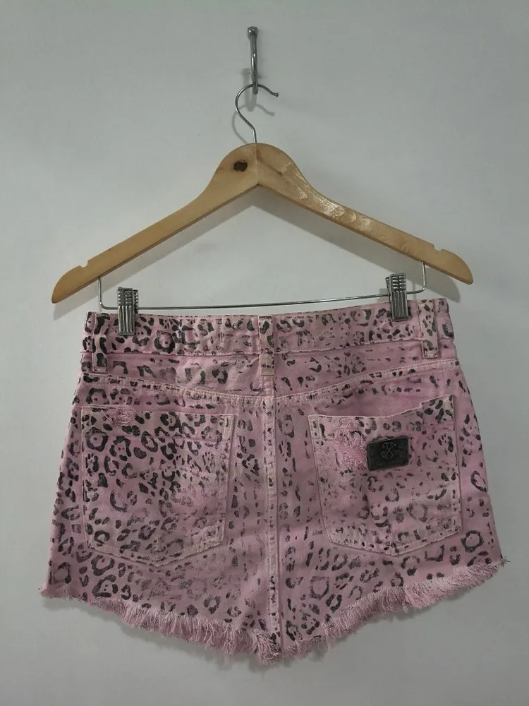Mini Saia Jeans Rosa Animal Print da JOHN JOHN - Tam. 38
