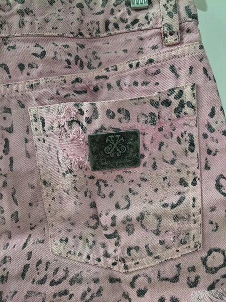 Mini Saia Jeans Rosa Animal Print da JOHN JOHN - Tam. 38