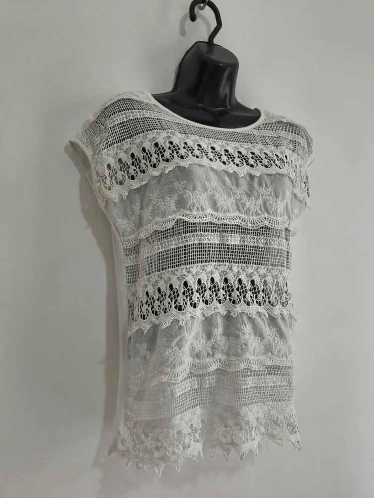 Blusa Feminina Branca com Renda da Yessica - Tam. M