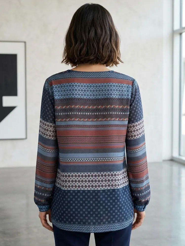 Blusa de Manga Longa  Estampada da Marcia Mello - Tam. M