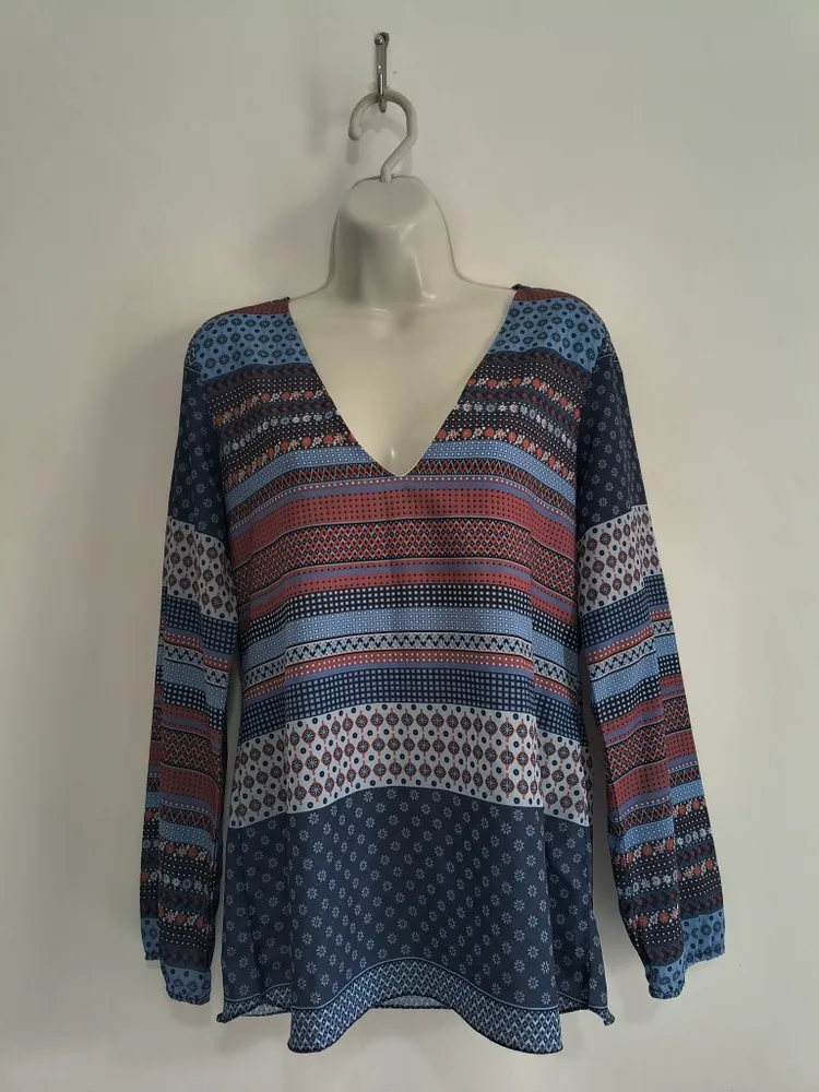 Blusa de Manga Longa  Estampada da Marcia Mello - Tam. M