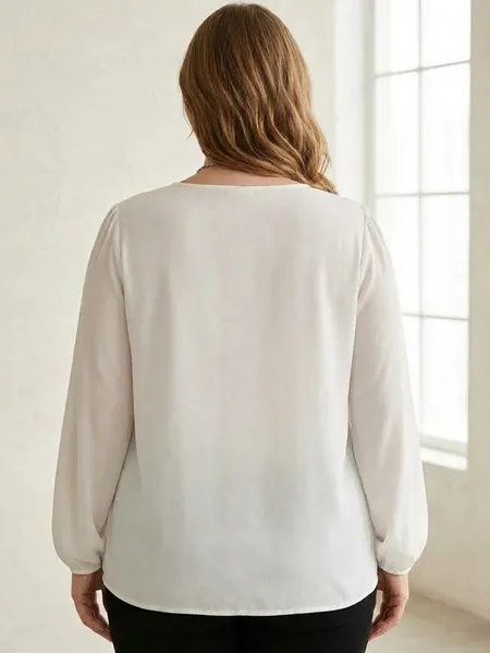 Blusa Bata Feminina Branca Renda na Gola da Yessica - Tam. G