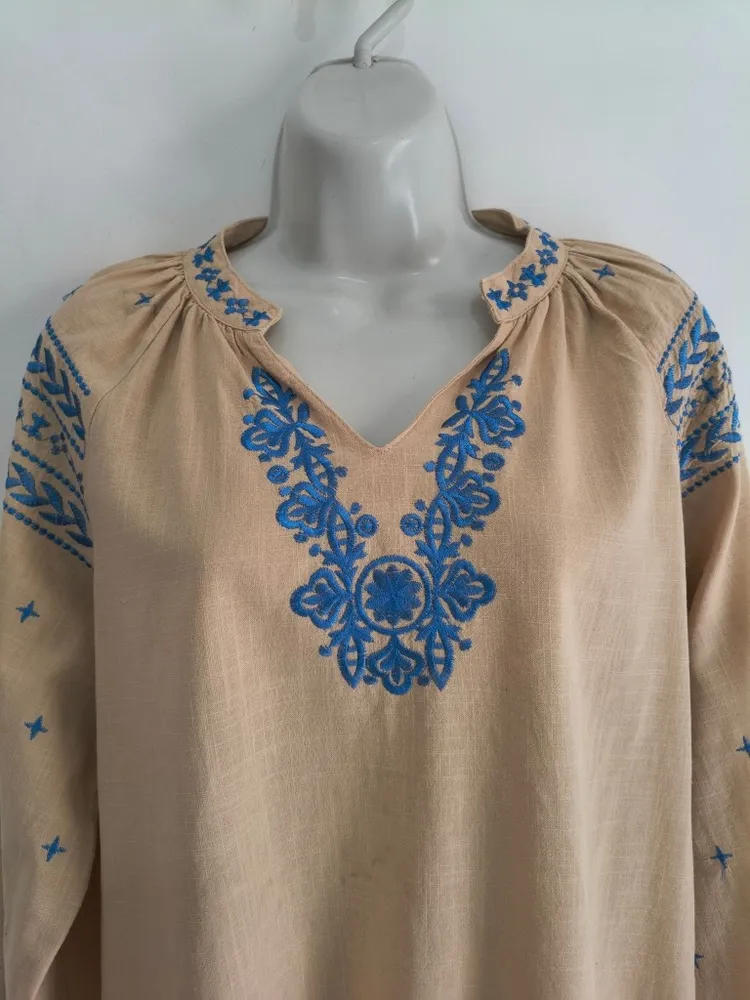 Blusa Bata Feminina de Algodão Bordada - Tam. M