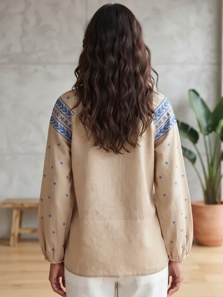 Blusa Bata Feminina de Algodão Bordada - Tam. M