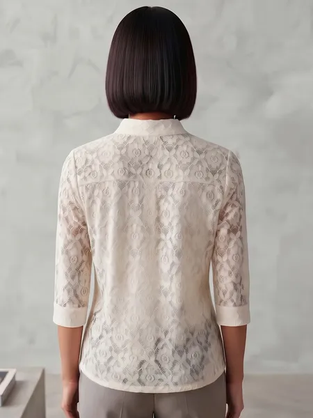 Camisa Femina de Renda Com Manga 3/4 da Yessica - Tam. P